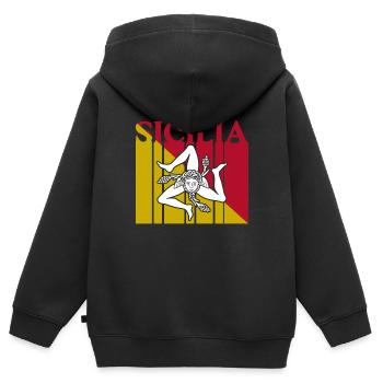 Drapeau de la Sicile Sicile Palerme Italie - Sweat Premium à capuche zippé enfant bio - noir - Dos - AI Model Kid Male (0cm)