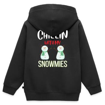Schneemann chillin with my Snowmies - Kinder Premium Organic Zip Hoodie - Schwarz - Hinten - AI Model Kid Male (0cm)