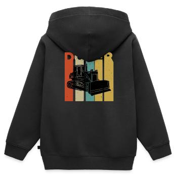 T-shirt bulldozer rétro - Sweat Premium à capuche zippé enfant bio - noir - Dos - AI Model Kid Male (0cm)