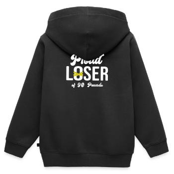 Proud Loser Of 90 Pounds, Gastric Surgery Weight L - Kids Premium Organic Zip-up Hoodie - black - Back - AI Model Kid Male (0cm)