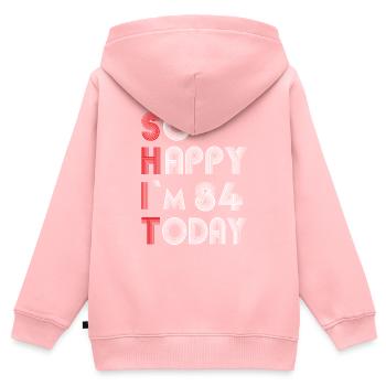 84 birthday - Kids Premium Organic Zip-up Hoodie - rose - Back - AI Model Kid Female (0cm)