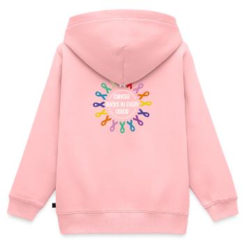 Le cancer aspire toutes les couleurs - Sweat Premium à capuche zippé enfant bio - rose - Dos - AI Model Kid Female (0cm)