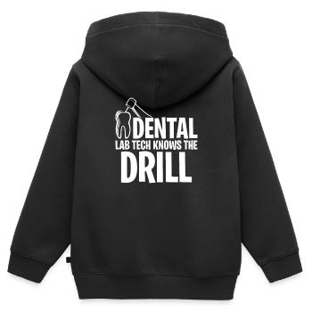 Technicien de laboratoire dentaire Technicien dentaire - Sweat Premium à capuche zippé enfant bio - noir - Dos - AI Model Kid Male (0cm)