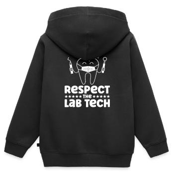Technicien de laboratoire dentaire Technicien dentaire - Sweat Premium à capuche zippé enfant bio - noir - Dos - AI Model Kid Male (0cm)