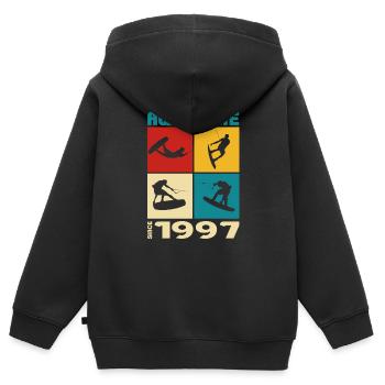Awesome since 1997. Wakeboard Lifestyle - Kinder Premium Organic Zip Hoodie - Schwarz - Hinten - AI Model Kid Male (0cm)