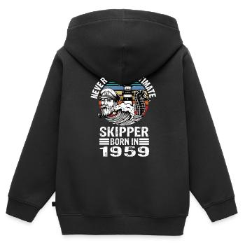 Never Underestimate Skipper né en 1959 - Sweat Premium à capuche zippé enfant bio - noir - Dos - AI Model Kid Male (0cm)
