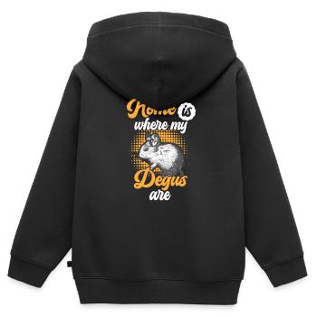 Degu est mon rat bouffée rongeur à la maison - Sweat Premium à capuche zippé enfant bio - noir - Dos - AI Model Kid Male (0cm)