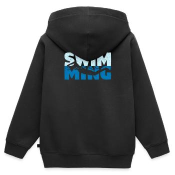 Équipe de natation Natation Natation Plongée Brasse - Sweat Premium à capuche zippé enfant bio - noir - Dos - AI Model Kid Male (0cm)