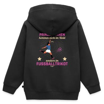 Frauenfussball - Kinder Premium Organic Zip Hoodie - Schwarz - Hinten - AI Model Kid Male (0cm)