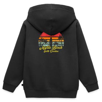 Vintage Myrtle Beach South Carolina Surfen Wortspiel - Kinder Premium Organic Zip Hoodie - Schwarz - Hinten - AI Model Kid Male (0cm)