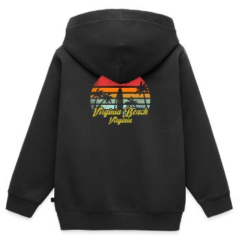 Vintage Virginia Beach Virginia Surfen Retro Wortspiel - Kinder Premium Organic Zip Hoodie - Schwarz - Hinten - AI Model Kid Male (0cm)