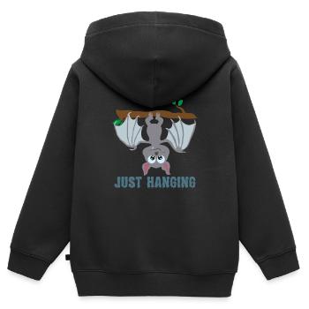 Halloween Niedliche Fledermaus hängt ab Tierchen - Kinder Premium Organic Zip Hoodie - Schwarz - Hinten - AI Model Kid Male (0cm)