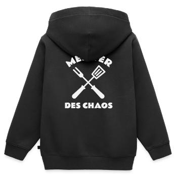 Meister des Chaos - Kinder Premium Organic Zip Hoodie - Schwarz - Hinten - AI Model Kid Male (0cm)
