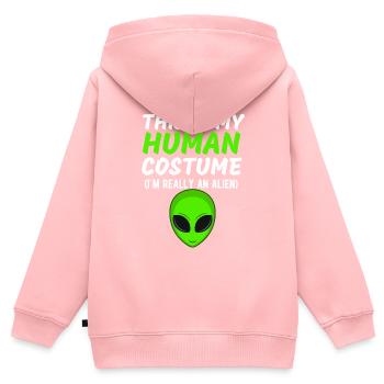C’est mon costume humain Je suis vraiment un extraterrestre drôle - Sweat Premium à capuche zippé enfant bio - rose - Dos - AI Model Kid Female (0cm)