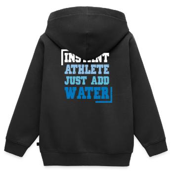 Nageur Natation Instant Athlete Just Water - Sweat Premium à capuche zippé enfant bio - noir - Dos - AI Model Kid Male (0cm)