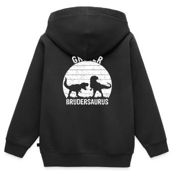 Großer Brudersaurus T-Rex Dino Geschenk Großer Bru - Kinder Premium Organic Zip Hoodie - Schwarz - Hinten - AI Model Kid Male (0cm)