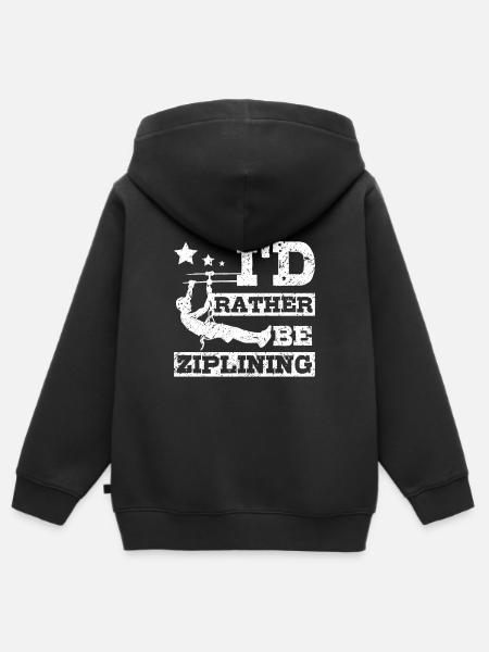 I'd rather be ziplining - Kinder Premium Organic Zip Hoodie - Schwarz