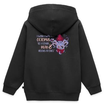 Octopus Kraken Cuttlefish Tier - Kinder Premium Organic Zip Hoodie - Schwarz - Hinten - AI Model Kid Male (0cm)