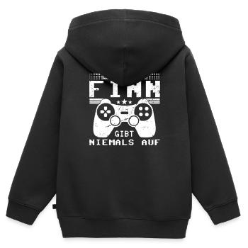 Finn Gaming Konsole PC Gamer Geschenk - Kinder Premium Organic Zip Hoodie - Schwarz - Hinten - AI Model Kid Male (0cm)