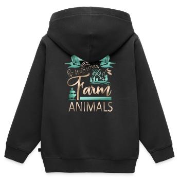 Papa, der Nutztiere liebt - Kuhschwein-Ziegenliebhaber - Kinder Premium Organic Zip Hoodie - Schwarz - Hinten - AI Model Kid Male (0cm)