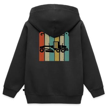 Grader Retro Design - Kinder Premium Organic Zip Hoodie - Schwarz - Hinten - AI Model Kid Male (0cm)