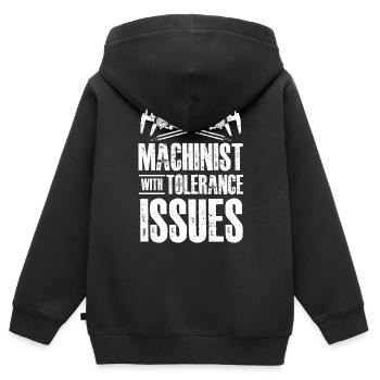 machiniste avec des problèmes de tolérance Conception - Sweat Premium à capuche zippé enfant bio - noir - Dos - AI Model Kid Male (0cm)