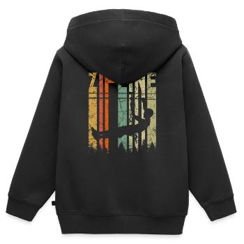 Retro vintage zipline - Kinder Premium Organic Zip Hoodie - Schwarz - Hinten - AI Model Kid Male (0cm)