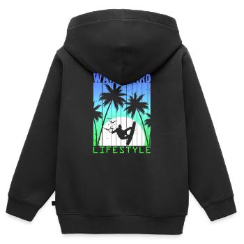 Wakeboard Wakeskate Wassersport Lifestyle Vintage - Kinder Premium Organic Zip Hoodie - Schwarz - Hinten - AI Model Kid Male (0cm)