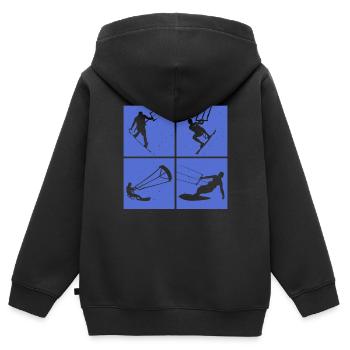 Kite Surfing, Kite Board, Lifestyle Vintage Design - Kids Premium Organic Zip-up Hoodie - black - Back - AI Model Kid Male (0cm)