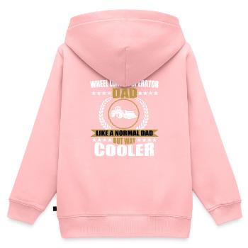 Chargeuse sur pneus Papa - Sweat Premium à capuche zippé enfant bio - rose - Dos - AI Model Kid Female (0cm)
