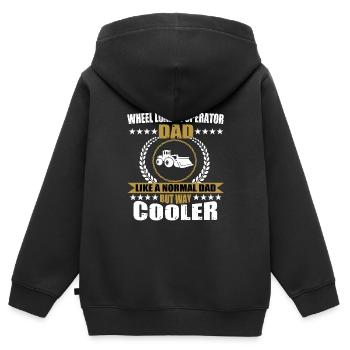 Chargeuse sur pneus Papa - Sweat Premium à capuche zippé enfant bio - noir - Dos - AI Model Kid Male (0cm)