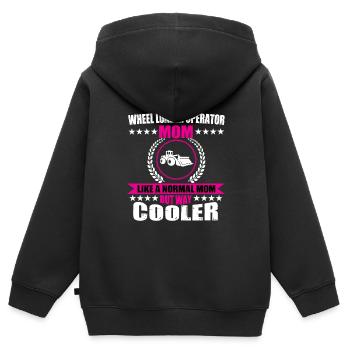 Chargeuse sur pneus Mama - Sweat Premium à capuche zippé enfant bio - noir - Dos - AI Model Kid Male (0cm)