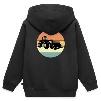 Conception de chargeuse sur pneus rétro - Sweat Premium à capuche zippé enfant bio - noir - Dos - AI Model Kid Male (0cm)