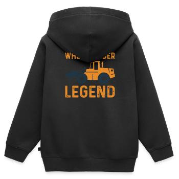 Légende de la chargeuse sur pneus - Sweat Premium à capuche zippé enfant bio - noir - Dos - AI Model Kid Male (0cm)