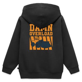 Drôle de conducteur de chargeuse sur pneus disant - Sweat Premium à capuche zippé enfant bio - noir - Dos - AI Model Kid Male (0cm)