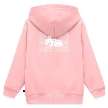 Chargeuse sur pneus - Sweat Premium à capuche zippé enfant bio - rose - Dos - AI Model Kid Female (0cm)