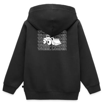 Chargeuse sur pneus - Sweat Premium à capuche zippé enfant bio - noir - Dos - AI Model Kid Male (0cm)