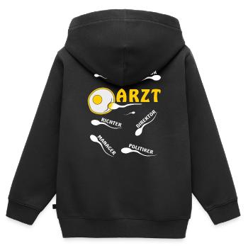 ARZT - Kinder Premium Organic Zip Hoodie - Schwarz - Hinten - AI Model Kid Male (0cm)