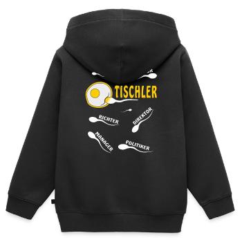 TISCHLER - Kinder Premium Organic Zip Hoodie - Schwarz - Hinten - AI Model Kid Male (0cm)