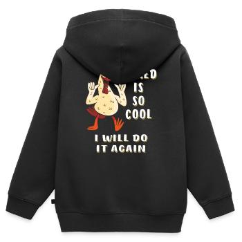 NAKED IS SO COOL I WILL DO IT AGAIN - Kinder Premium Organic Zip Hoodie - Schwarz - Hinten - AI Model Kid Male (0cm)