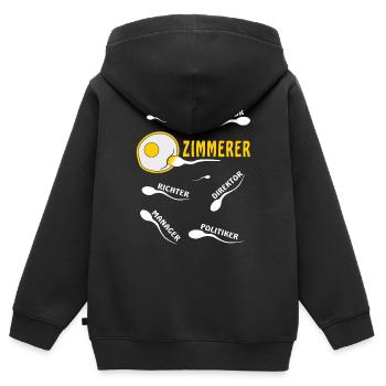 ZIMMERER - Kinder Premium Organic Zip Hoodie - Schwarz - Hinten - AI Model Kid Male (0cm)