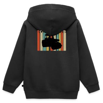 Construction de routes à rouleaux rétro - Sweat Premium à capuche zippé enfant bio - noir - Dos - AI Model Kid Male (0cm)
