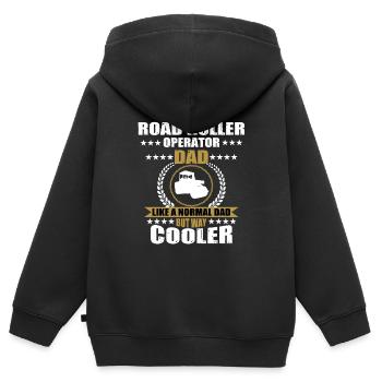 Walze Papa Strassenbauer - Kinder Premium Organic Zip Hoodie - Schwarz - Hinten - AI Model Kid Male (0cm)