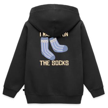On the socks - Denglish Sayings Denglisch - Kids Premium Organic Zip-up Hoodie - black - Back - AI Model Kid Male (0cm)