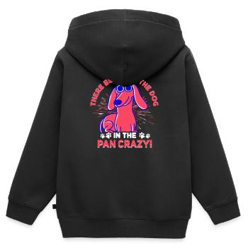 Dog in the pan crazy - Denglish Sayings Denglisch - Kids Premium Organic Zip-up Hoodie - black - Back - AI Model Kid Male (0cm)
