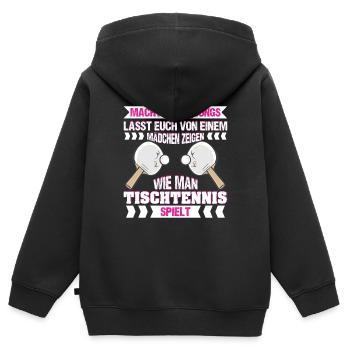 Tischtennis macht Platz Jungs Tischtennisspielerin - Kinder Premium Organic Zip Hoodie - Schwarz - Hinten - AI Model Kid Male (0cm)