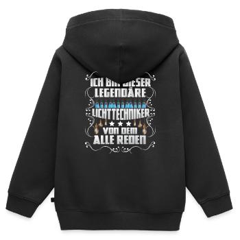 Lichtdesigner Ich bin der legendäre Lichttechniker - Kinder Premium Organic Zip Hoodie - Schwarz - Hinten - AI Model Kid Male (0cm)