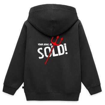 Votre âme est vendue Funny Demon Halloween Trident - Sweat Premium à capuche zippé enfant bio - noir - Dos - AI Model Kid Male (0cm)