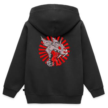 Super Bête rétro de la crypte Halloween - Sweat Premium à capuche zippé enfant bio - noir - Dos - AI Model Kid Male (0cm)