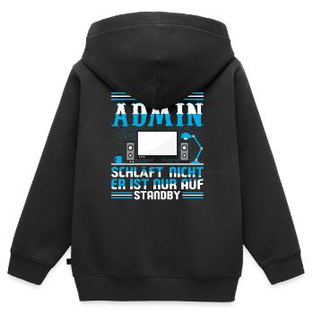 Admin Ein Administrator schläft nicht - Kinder Premium Organic Zip Hoodie - Schwarz - Hinten - AI Model Kid Male (0cm)
